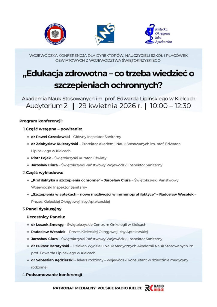 Wojewódzka konferencja „Edukacja zdrowotna – co trzeba wiedzieć o szczepieniach ochronnych?”