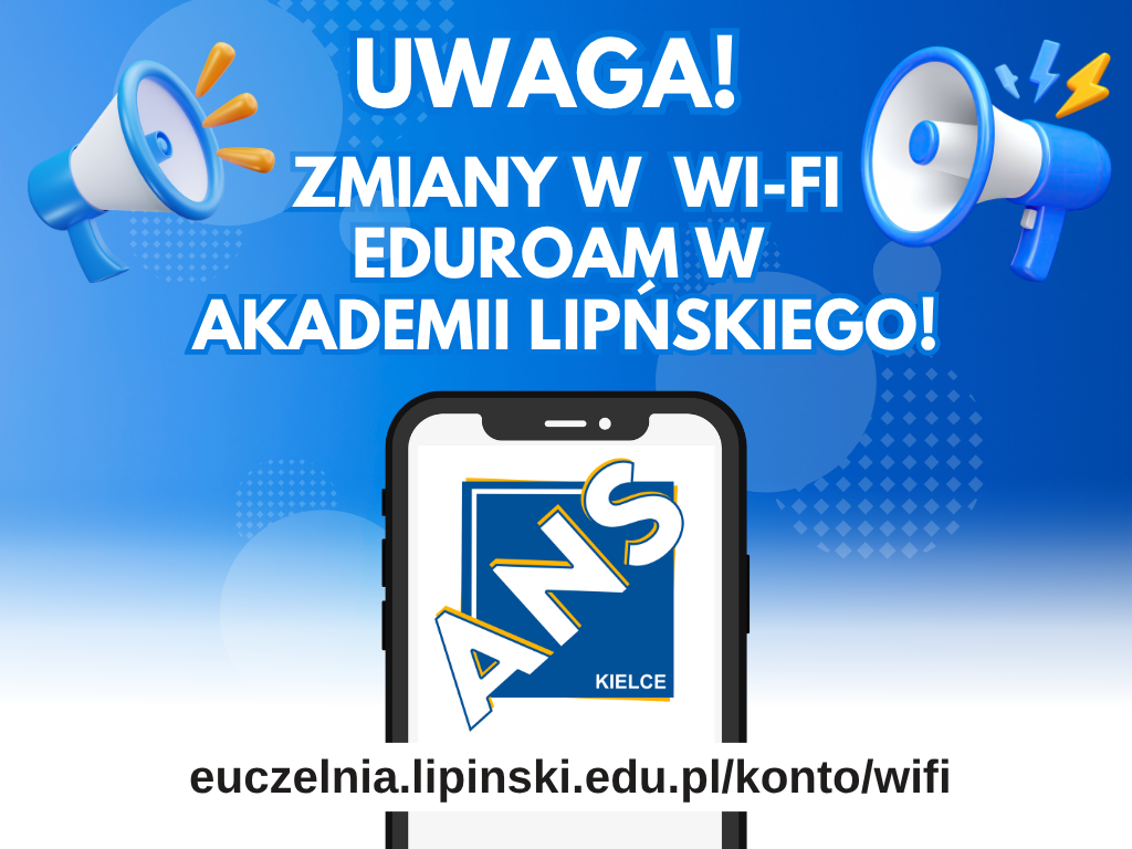 Zmiany w konfiguracji Wi‑Fi Eduroam w Akademii Lipińskiego